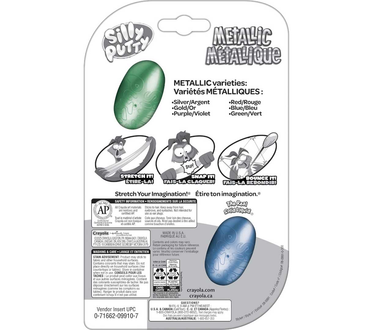 Silly Putty Metallic Eggs, 2 Count - US 1164