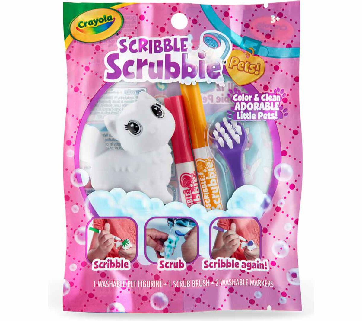 Scribble Scrubbie Pets, 1 count, pink - US 8256