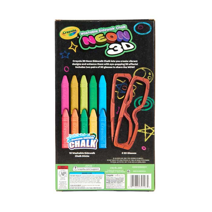 Washable Sidewalk Chalk, Neon 3D - US 0238
