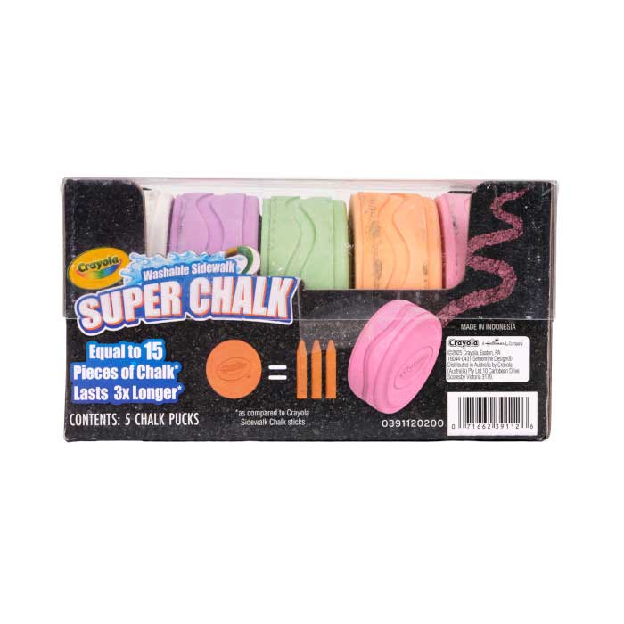 Outdoor Washable Super Chalk, 5ct Pastel Colors - US 9120