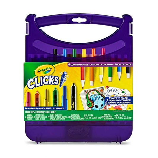 Clicks Art Set, Retractable Markers & Colored Pencils - US 4074