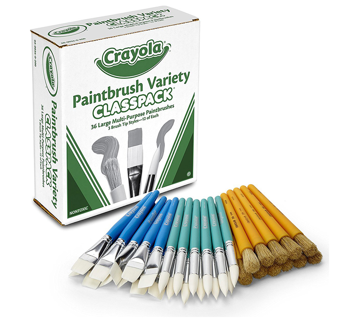 Large Variety Paint Brushes Classpack, 36 Count - US 0729