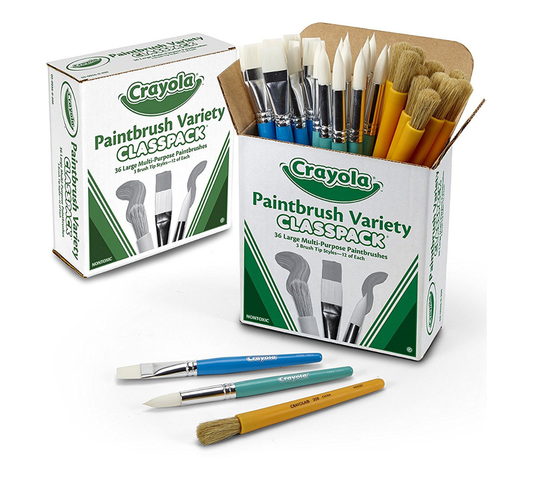 Large Variety Paint Brushes Classpack, 36 Count - US 0729