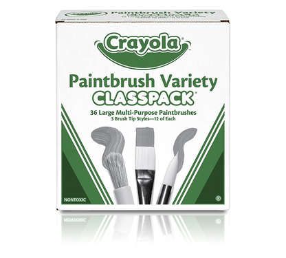 Large Variety Paint Brushes Classpack, 36 Count - US 0729