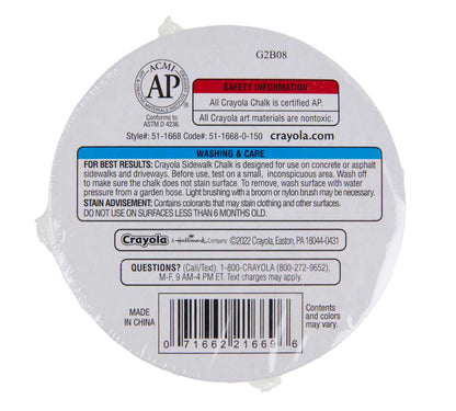 Outdoor Super Chalk, 30 Count Durable & Washable Sidewalk Chalk Pucks - US 9711