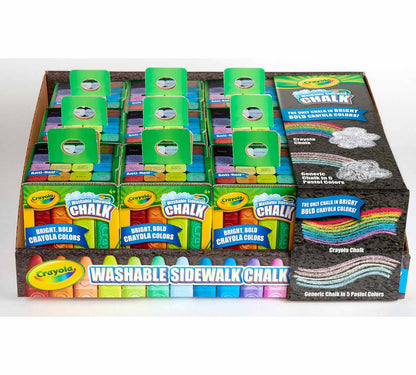 16 ct. Washable Sidewalk Chalk Display Tray, 12 Individual Boxes - US 1939