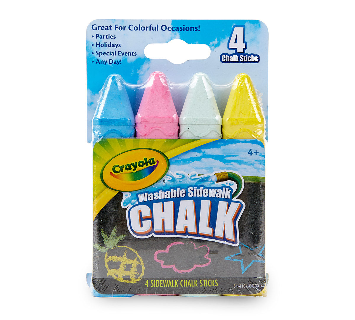 Washable Sidewalk Chalk, 4 Count - US 1629