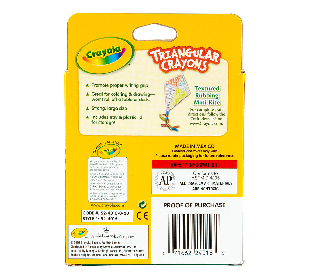 Anti-Roll Triangular Crayons 16 ct. - US 2079