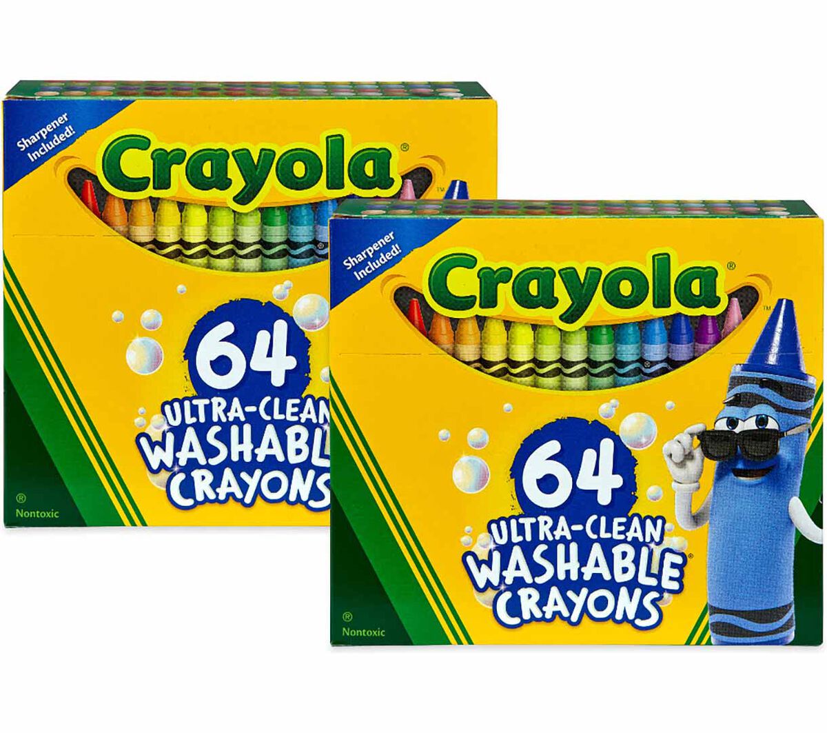 Ultra-Clean Washable Crayons, 64 count, 2 Pack Bulk Set - US 9184