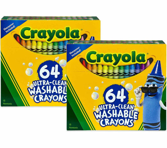 Ultra-Clean Washable Crayons, 64 count, 2 Pack Bulk Set - US 9184