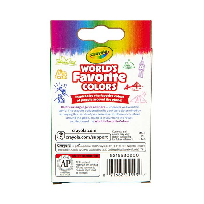 World's Favorite Colors, 8 count Crayons - US 3608