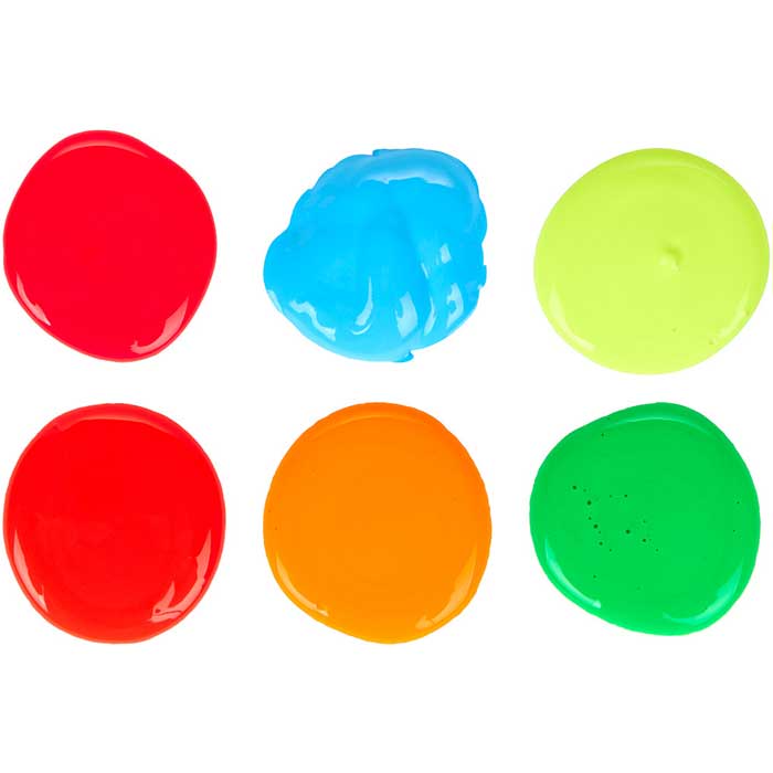 Fluorescent Tempera Paint, 6 Count 16 Ounce Bottles - US 1936
