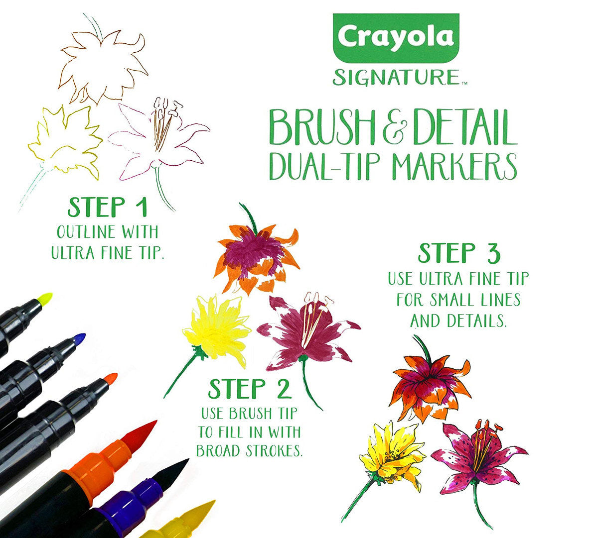 Signature Brush & Detail Dual Ended Markers, 16 Count - US 9842