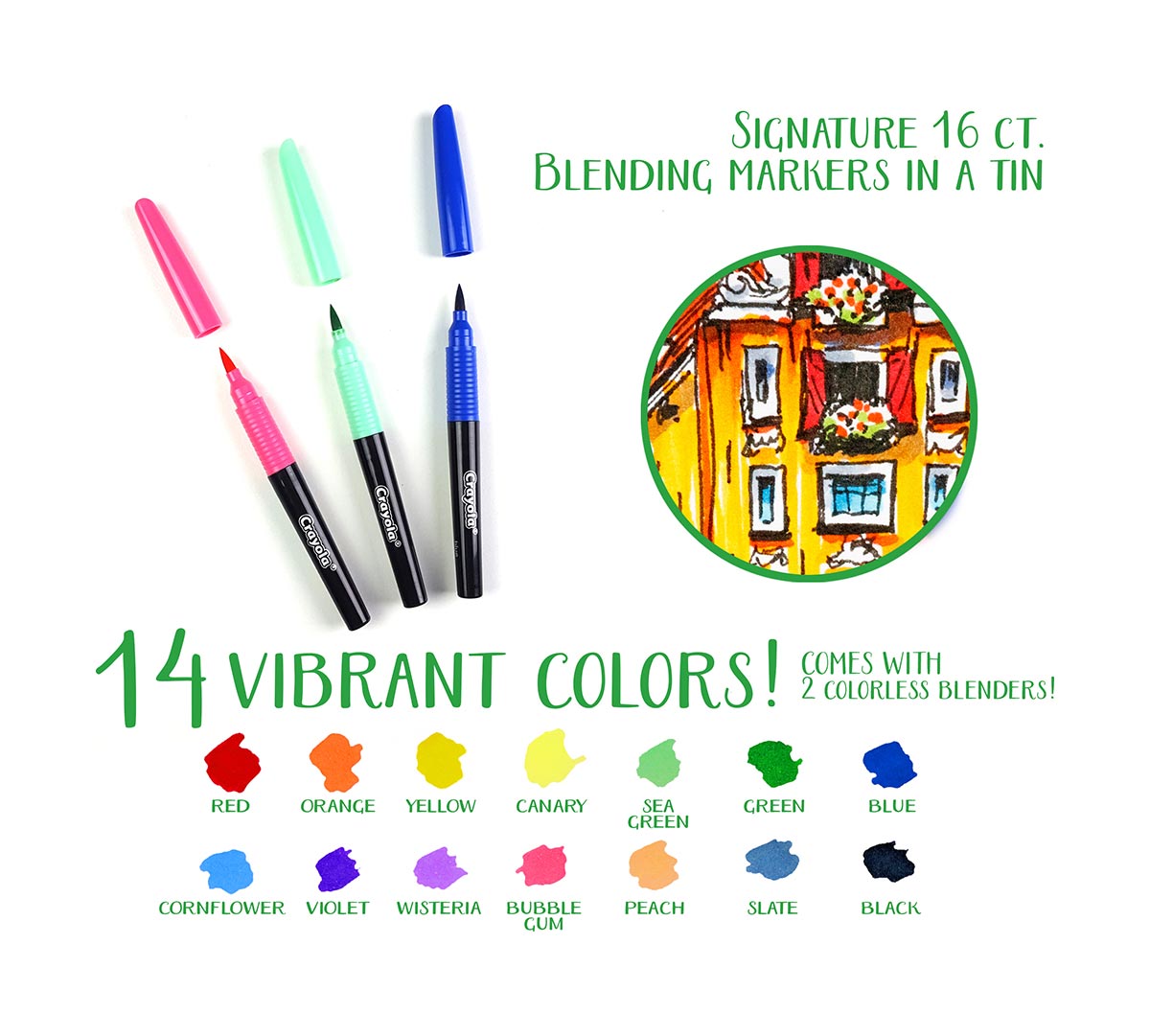 Signature Blending Markers with Tin, 16 Count - US 2360