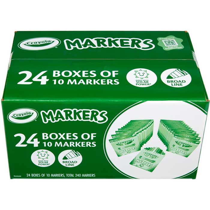 Bulk Marker Set, 24 Boxes of 10 Colors - US 2943