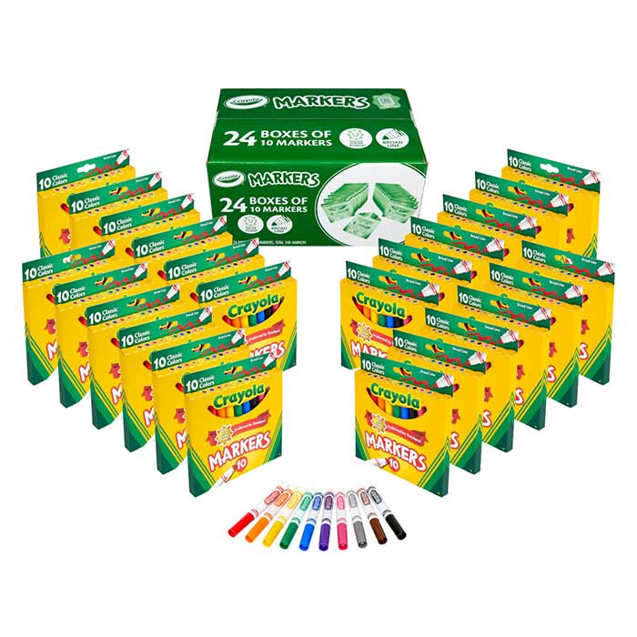 Bulk Marker Set, 24 Boxes of 10 Colors - US 2943