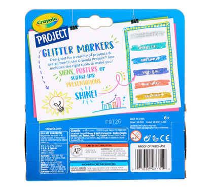 Crayola Project Glitter Markers, 6 Count - US 1003