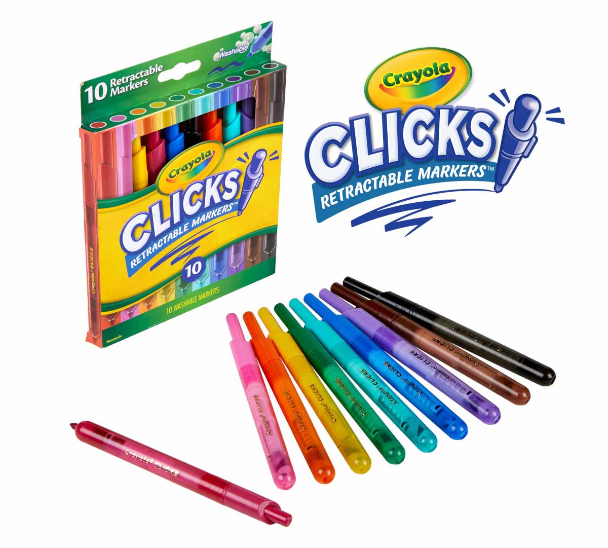Clicks Retractable Markers, 10 Count - US 7342