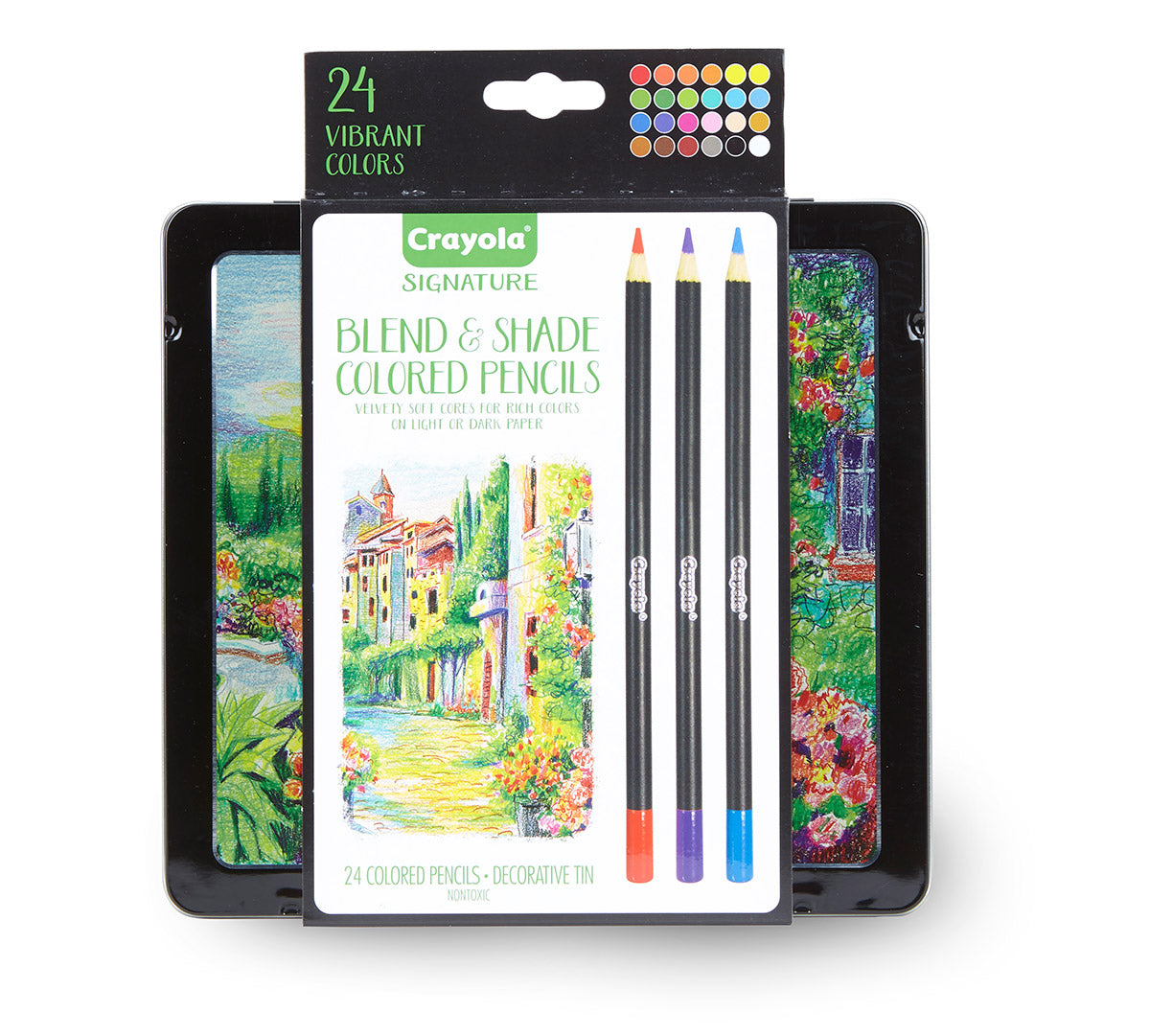 Signature Blend & Shade Colored Pencils with Tin, 24 Count - US 3868