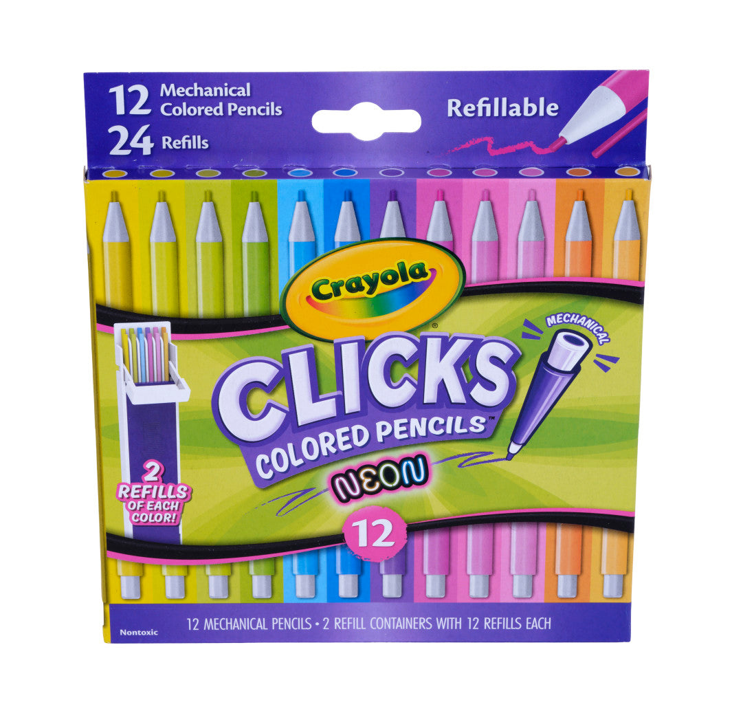 Clicks Colored Pencil Set, 12 Neon Colors - US 1264