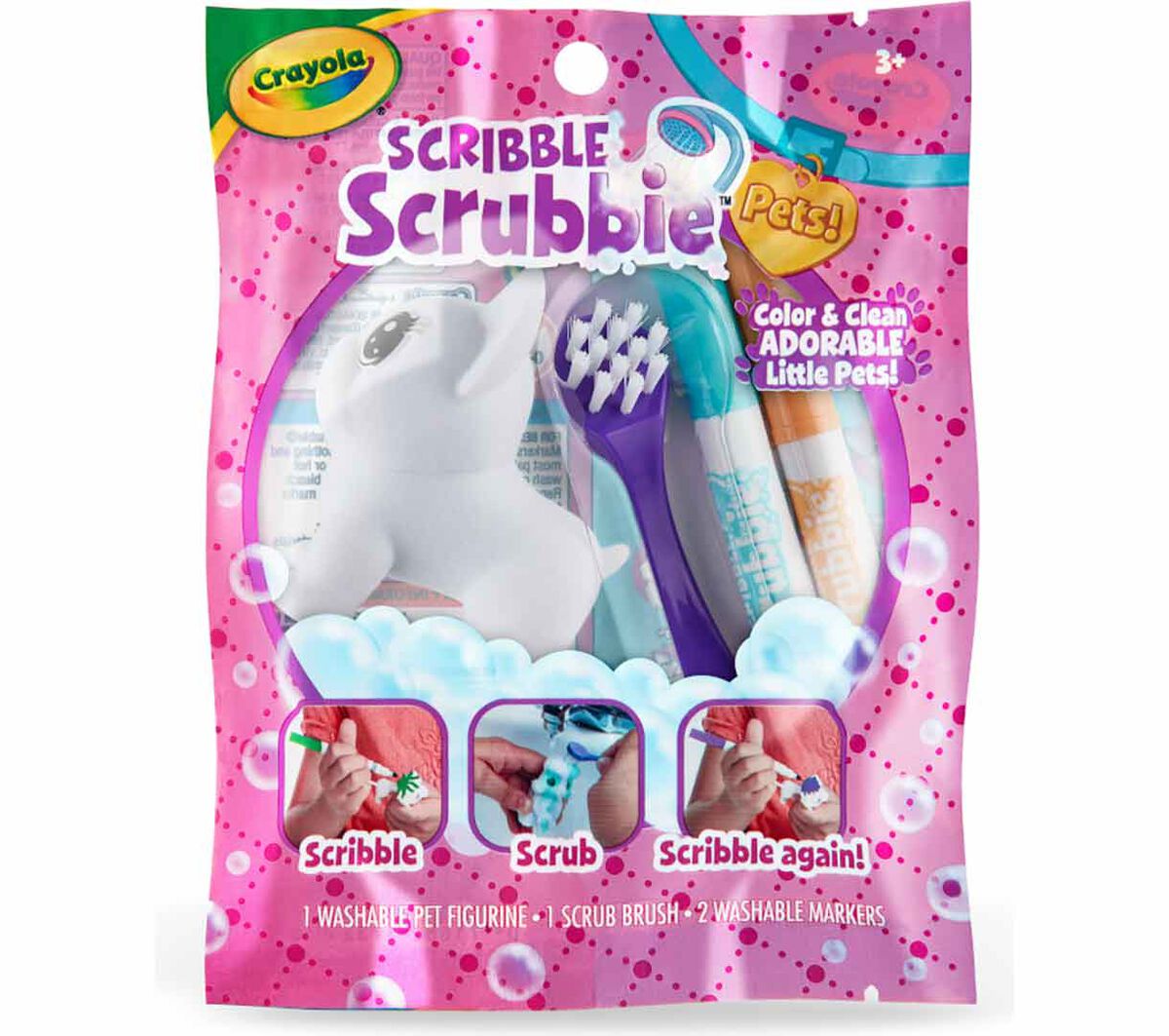Scribble Scrubbie Pets, 1 count, pink - US 8256