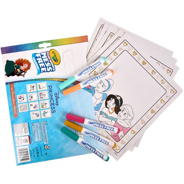 Color Wonder Mess Free Disney Princess Glitter Coloring Pages & Markers - US 9299
