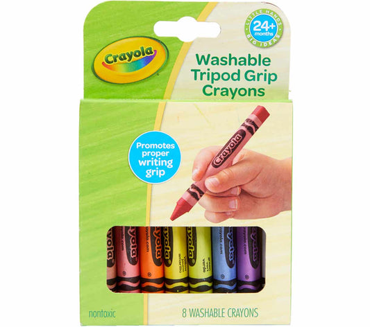 Washable Triangular Grip Crayons, 8 Count - US 3398