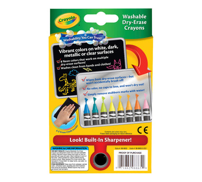 Neon Dry Erase Crayons, 8 Count - US 5652