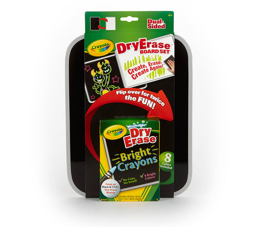 Dual-Sided Dry Erase Board Set with Bright Crayons - US 9477