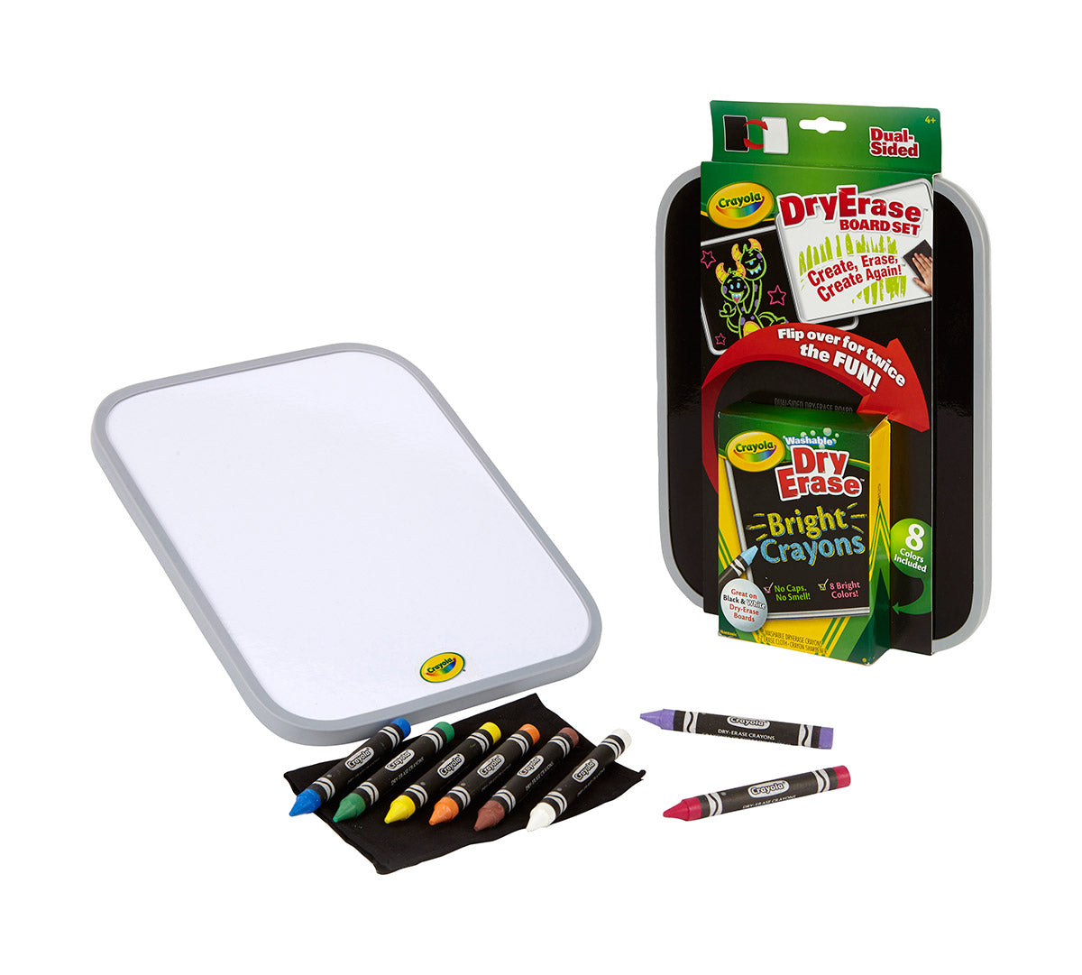 Dual-Sided Dry Erase Board Set with Bright Crayons - US 9477