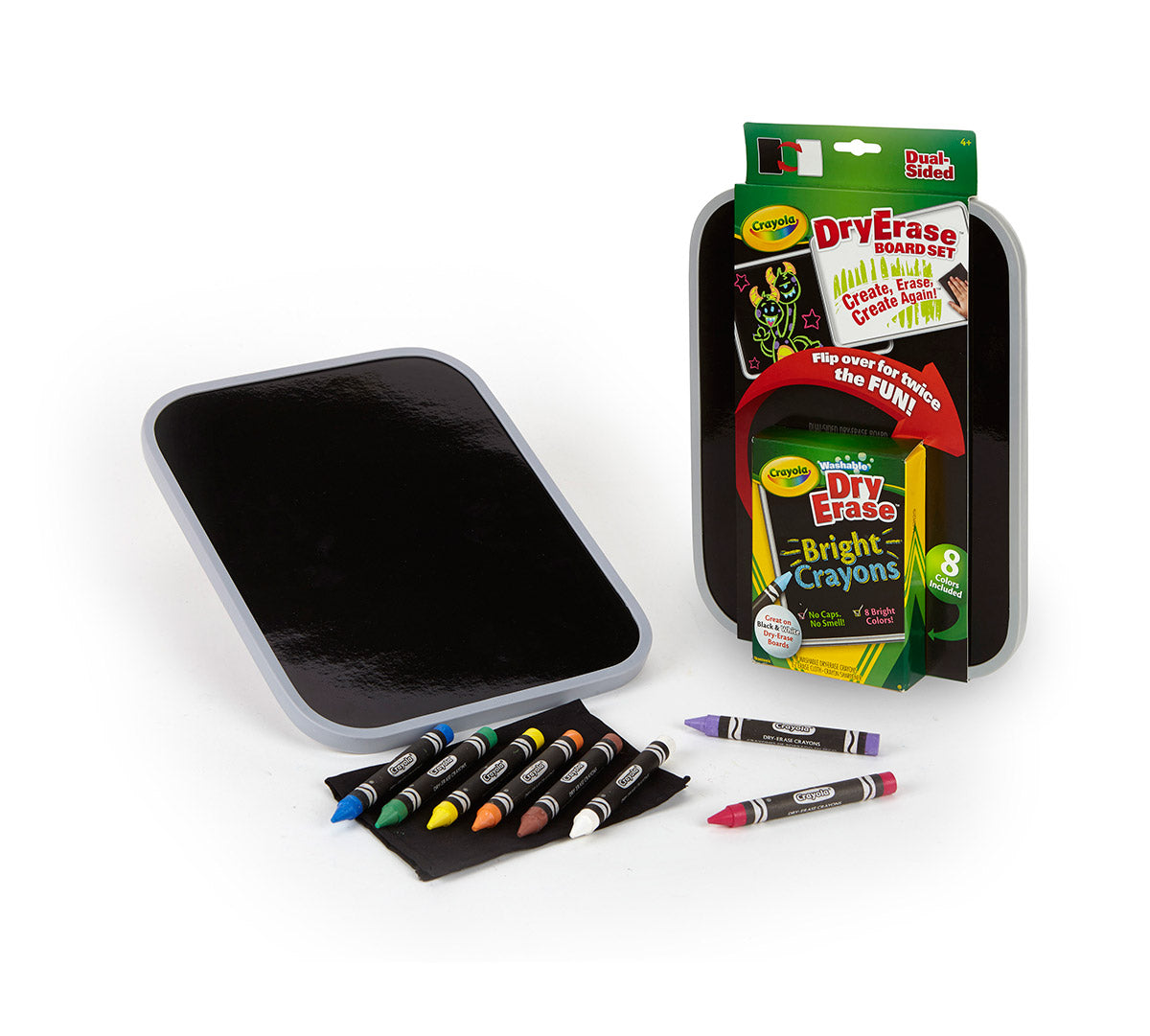 Dual-Sided Dry Erase Board Set with Bright Crayons - US 9477