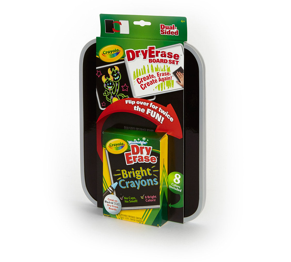 Dual-Sided Dry Erase Board Set with Bright Crayons - US 9477