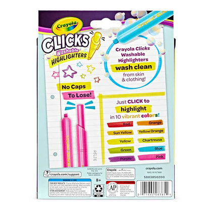 Clicks Retractable Highlighters, 10 count - US 1082