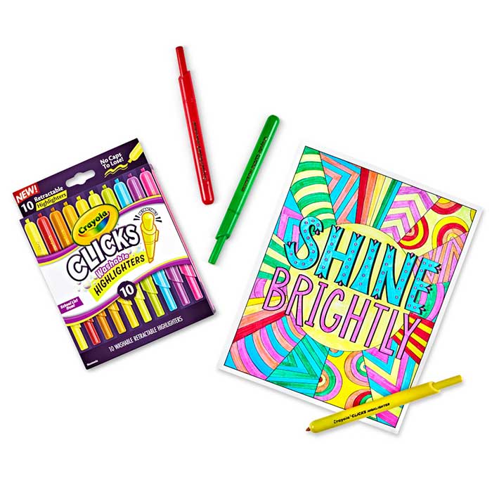 Clicks Retractable Highlighters, 10 count - US 1082