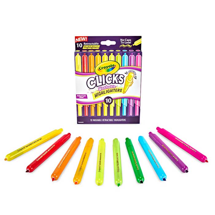 Clicks Retractable Highlighters, 10 count - US 1082